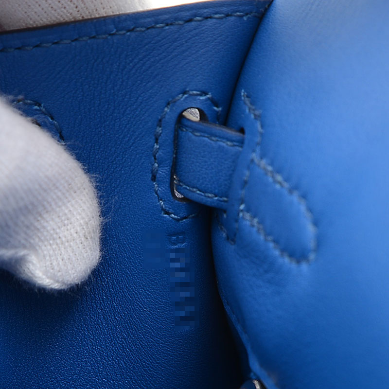 ケリー25 外縫い トワル/スイフト ブルーフランス/エクリュ シルバー金具 B刻印 ハンドバッグ