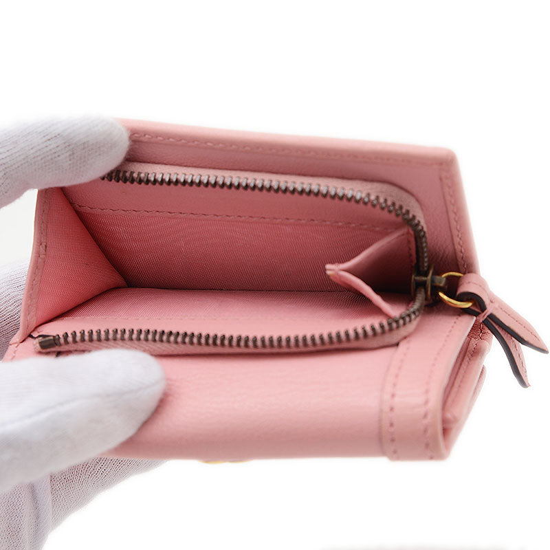 ダイアナ バンブー コンパクトウォレット 三つ折り財布 レザー ピンク 658633 三つ折り財布