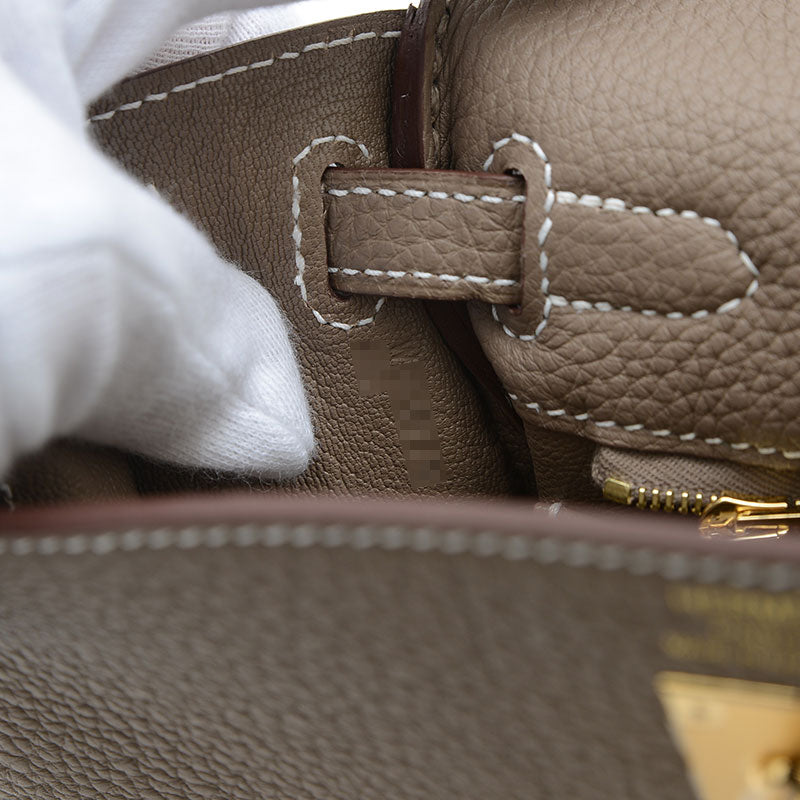 ケリー25 内縫い トゴ エトゥープ ゴールド金具 W刻印 ハンドバッグ