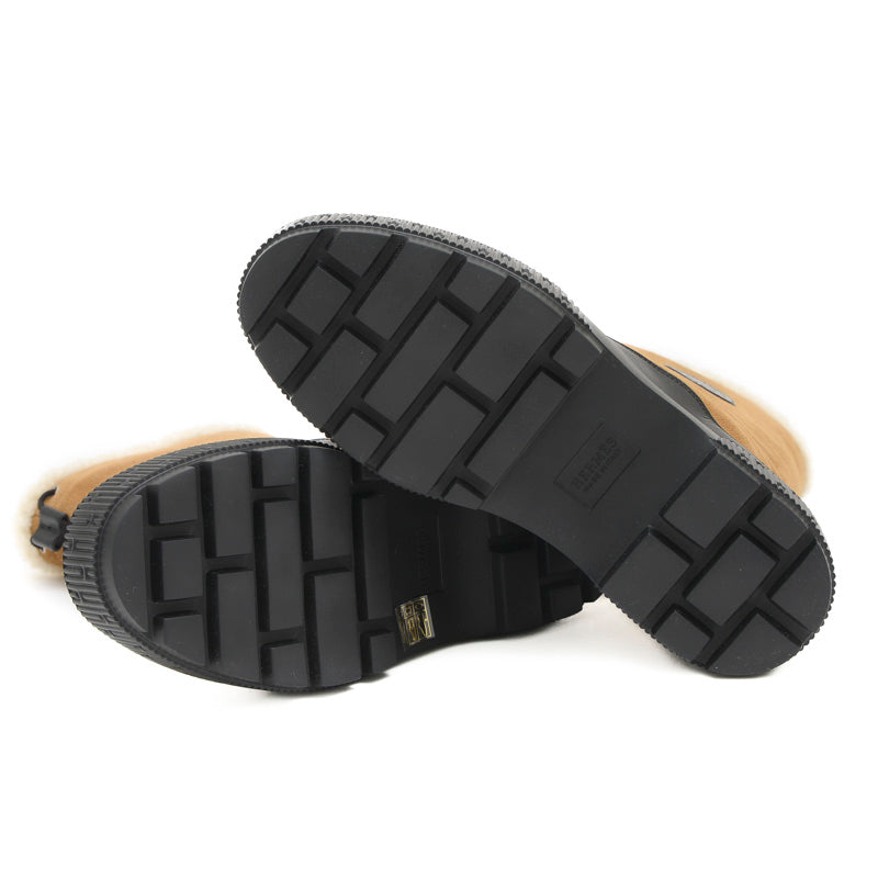 ボアブーツ スエード ムートン キャメル/ブラック メンズ #41 ブーツ