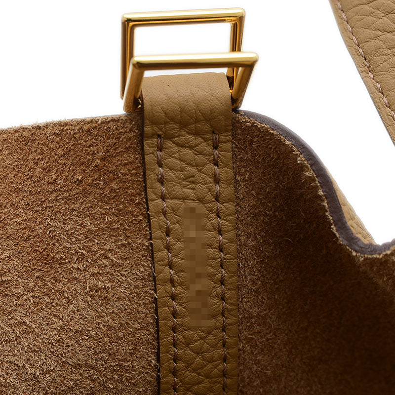 ピコタンロック PM 18 トリヨン ベージュマルファ ゴールド金具 W刻印 ハンドバッグ