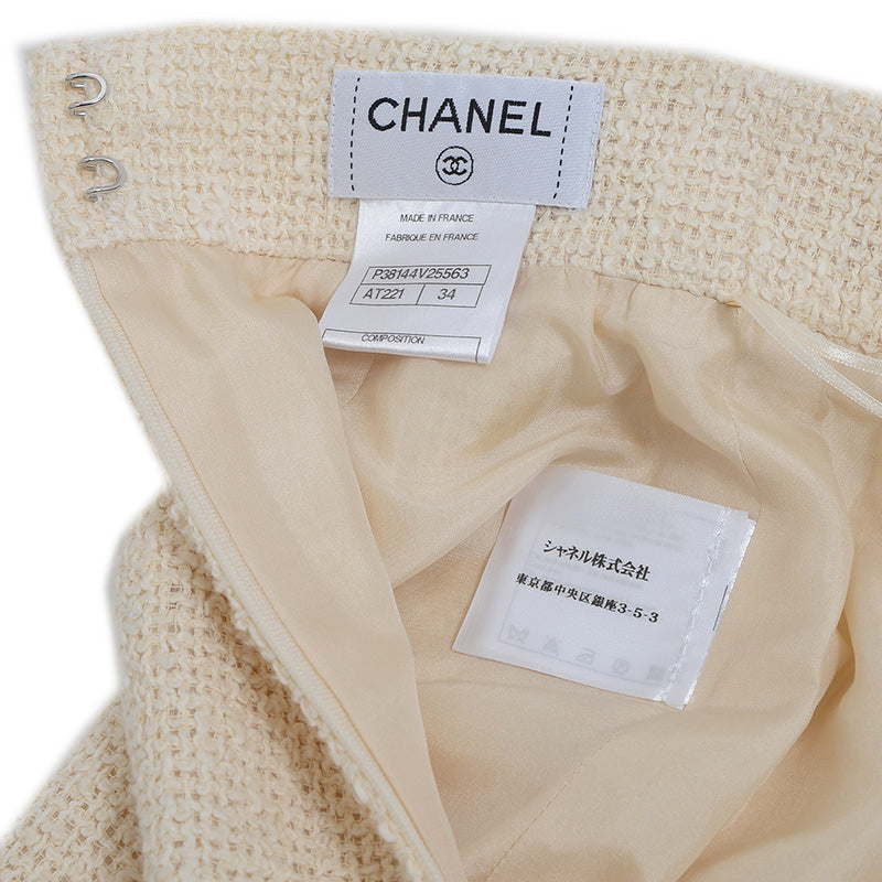 スカート ツイード コットン混 アイボリー レディース 34サイズ スカート