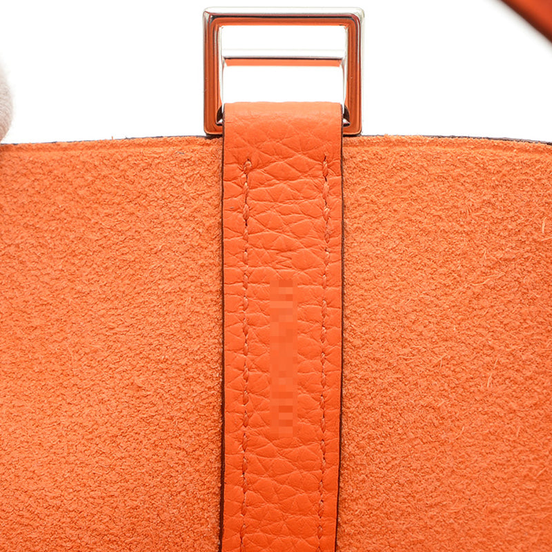 ピコタンロック PM 18 エクラ トリヨン オレンジミニアン シルバー金具 W刻印 ハンドバッグ