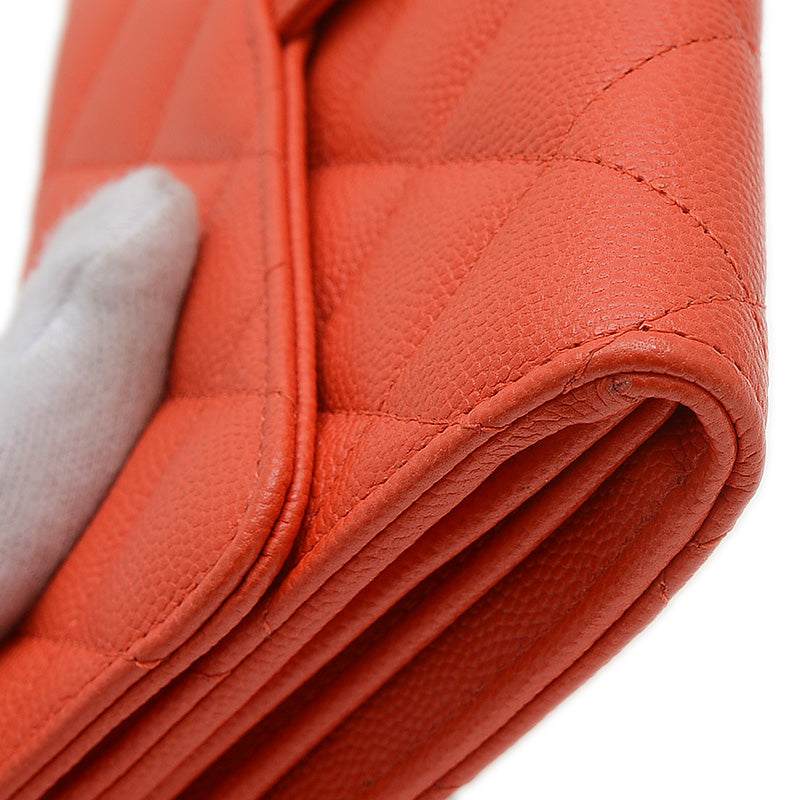 マトラッセ ロングフラップウォレット 長財布 キャビア オレンジ ゴールド金具 AP0241 長財布