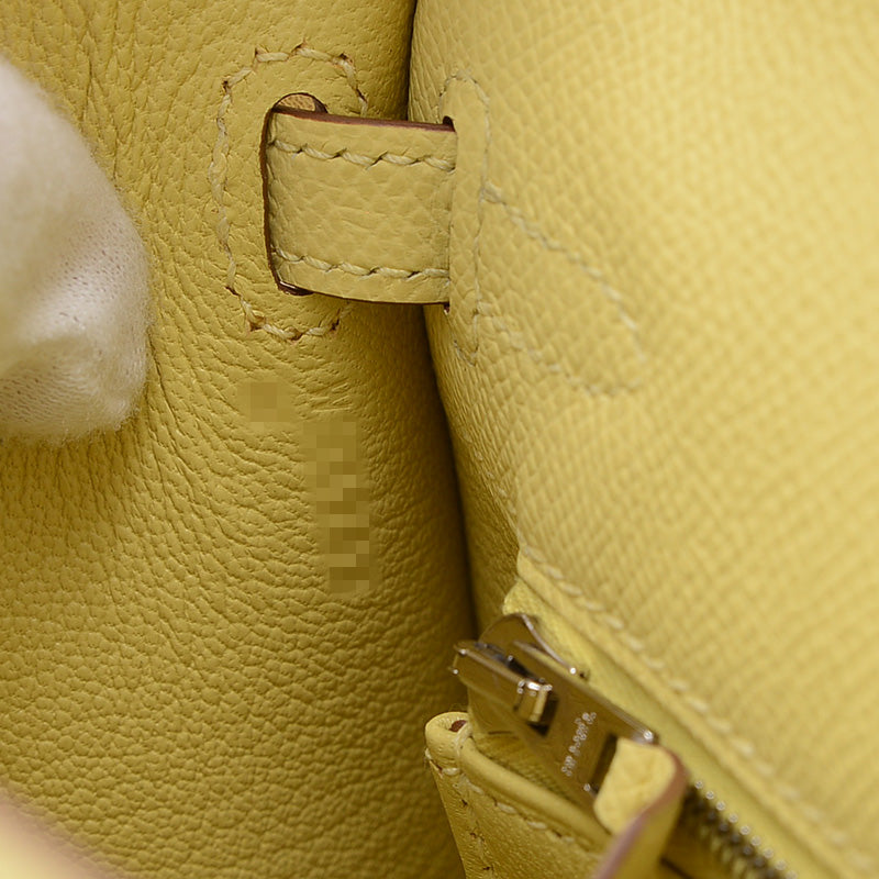 ケリー25 外縫い エプソン ジョーヌプッサン シルバー金具 W刻印 ハンドバッグ