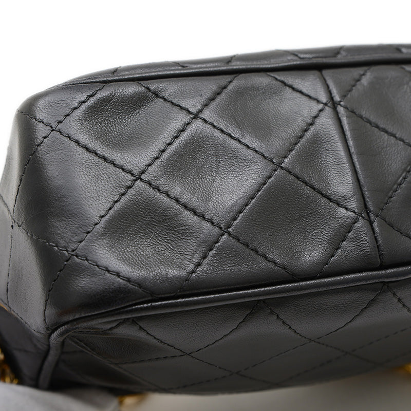 ココマーク タッセル チェーンショルダー ラムスキン ブラック ゴールド金具 ショルダーバッグ