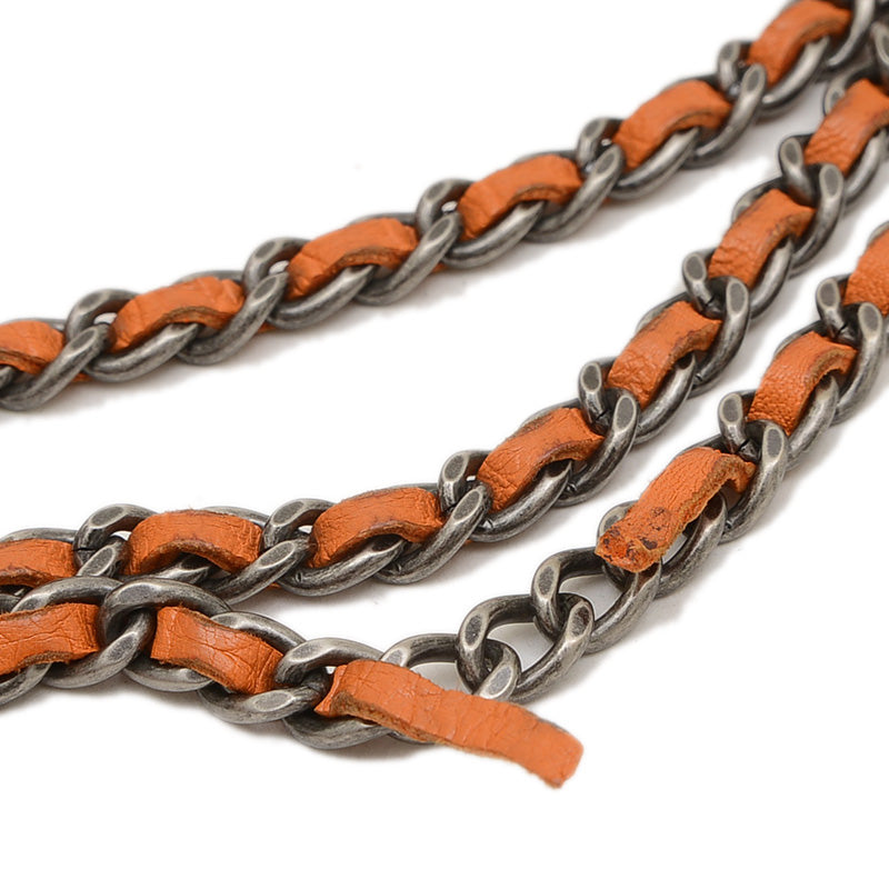 ボーイシャネル チェーンウォレット 長財布 ラムスキン オレンジ ショルダーバッグ