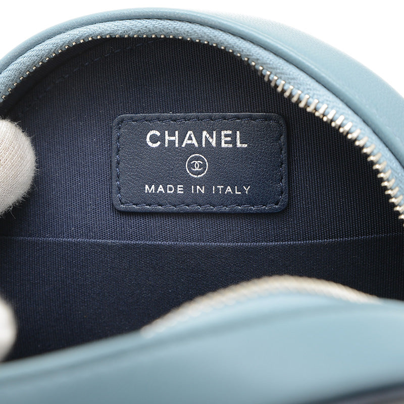 ココマーク ラウンド チェーンポーチ ラムスキン ブルー系 AP0245 ショルダーバッグ