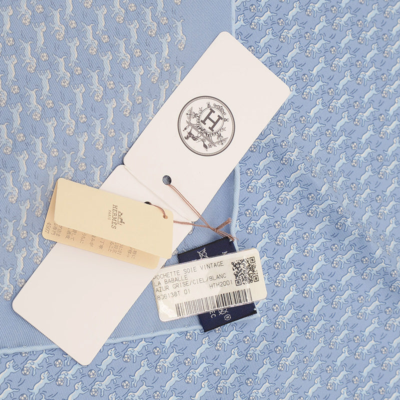 ポケットチーフ 45 ヴィンテージシルク LA BABALLE アズール/グリ/シエル/ホワイト その他小物