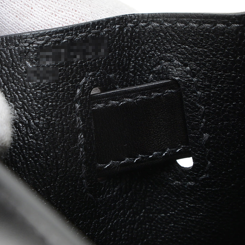 ケリー28 外縫い ボックスカーフ ブラック シルバー金具 K刻印 ハンドバッグ