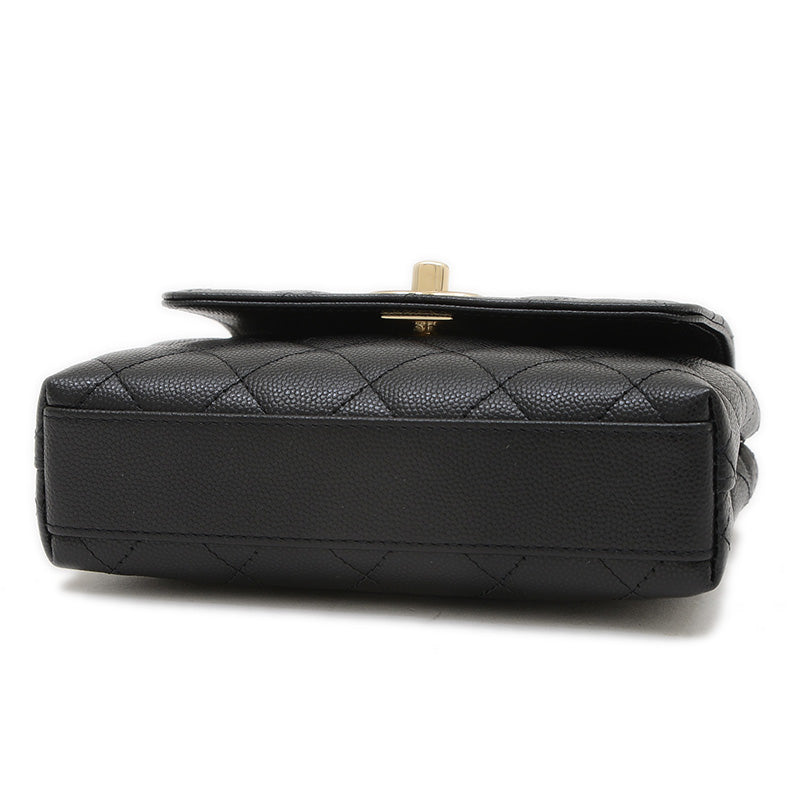 ココハンドル エクストラミニ キャビアスキン ブラック ゴールド金具 AP4244 ショルダーバッグ