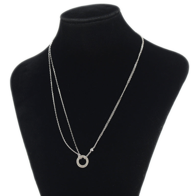 ラブ ネックレス 2Pダイヤ K18WG B72194 ネックレス