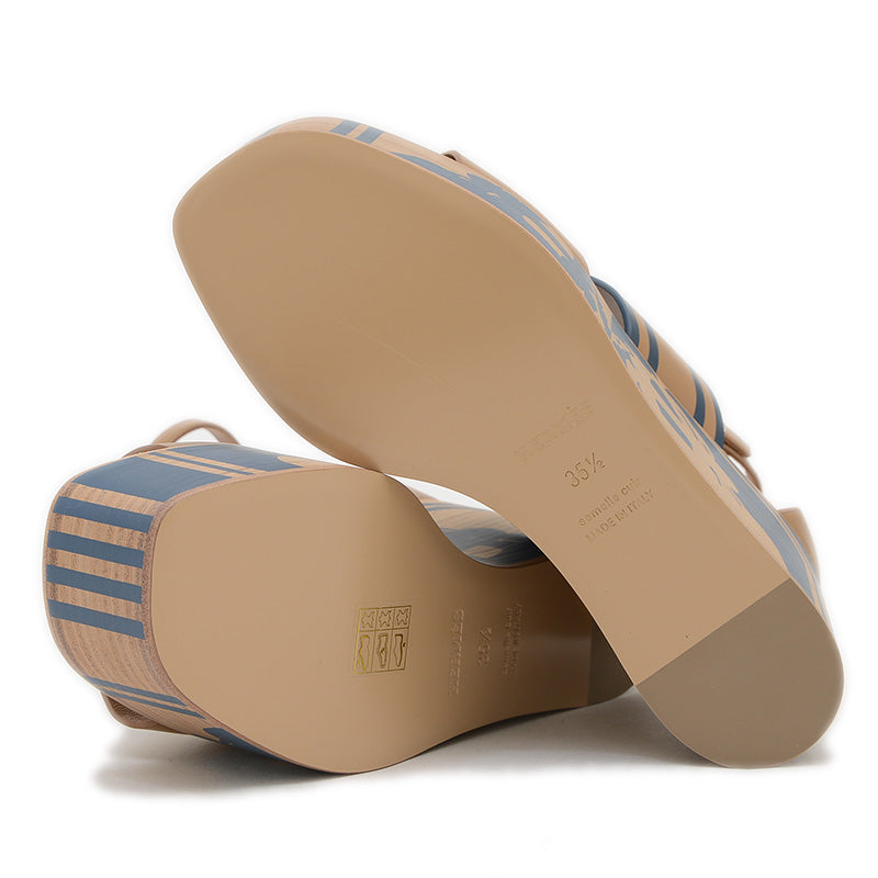 サンダル カリス レザー ベージュ/ネイビー レディース #35.5 サンダル