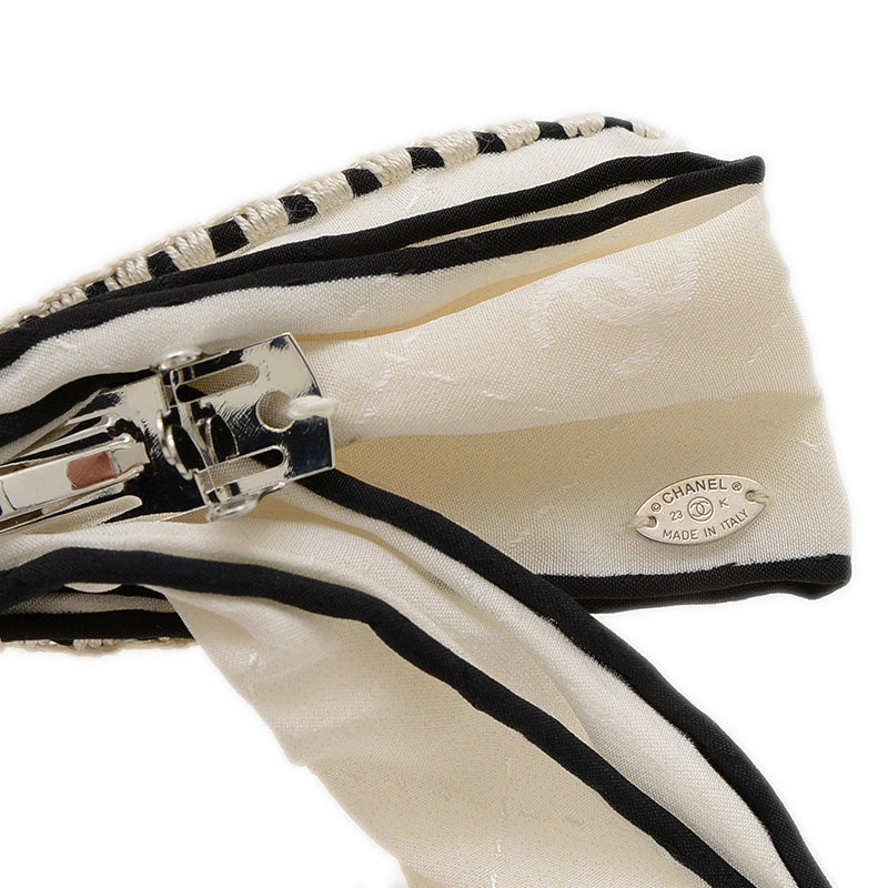 バレッタ リボン ココマーク ホワイト ヘアアクセサリー 23K バレッタ