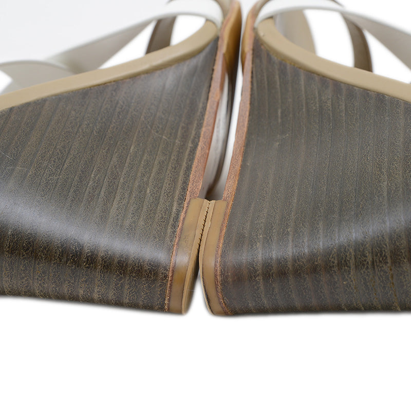 ウェッジソールサンダル レザー ベージュ/ホワイト 36.5サイズ サンダル