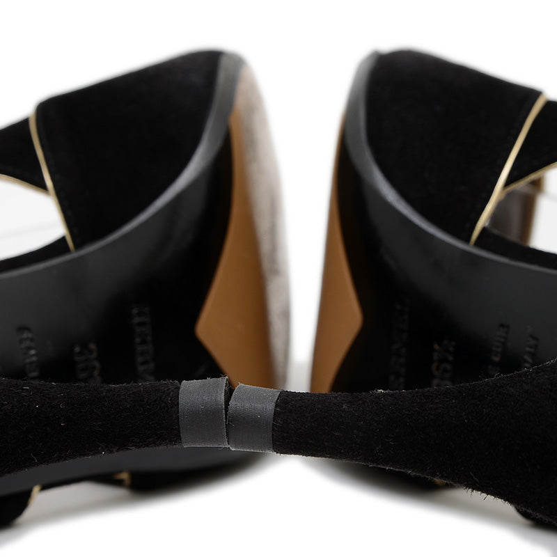 ストラップ サンダル スエード ブラック 36.5サイズ サンダル