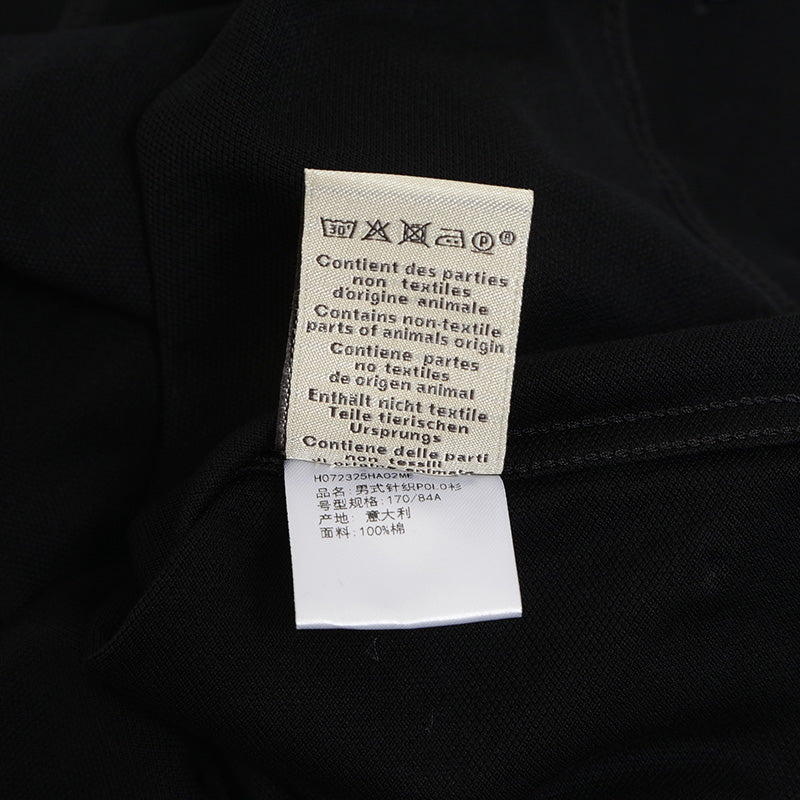 ポロシャツ H刺繍 コットン ブラック メンズ Mサイズ ポロシャツ