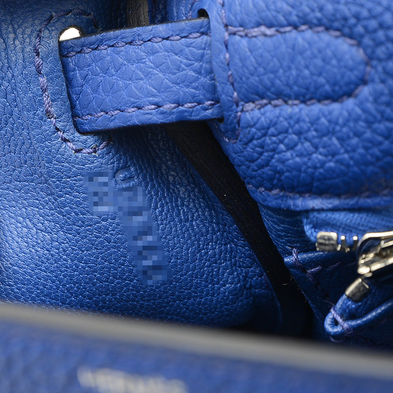 ケリー25 内縫い トゴ ブルーロワイヤル シルバー金具 U刻印 ハンドバッグ