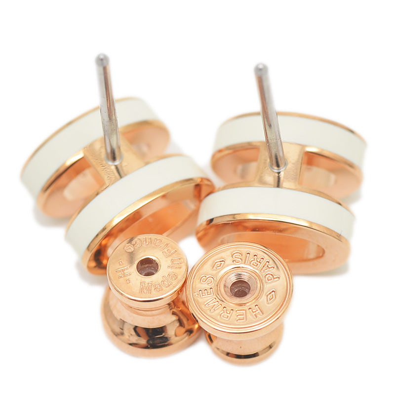 ポップアッシュ ミニ ピアス ホワイト ローズゴールド金具 ピアス