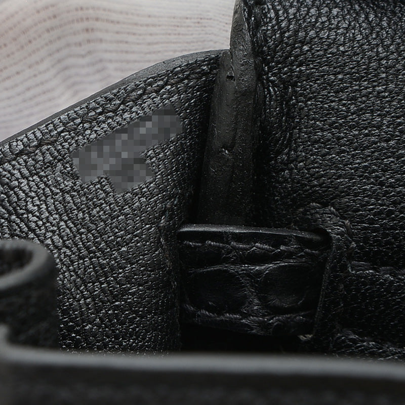 バーキン25 タッチ トゴ/アリゲーター ブラック ゴールド金具 K刻印 ハンドバッグ