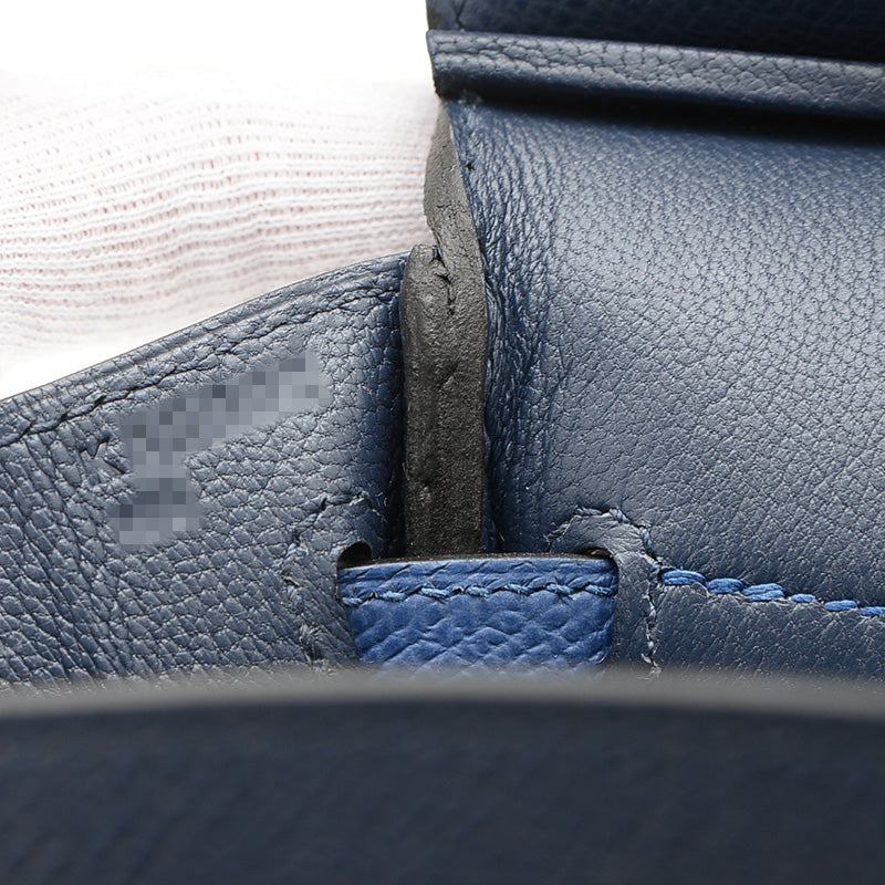 バーキン25 トリコロール エプソン ブルーアビス/ブルータイ/グリパンタン K刻印 ハンドバッグ