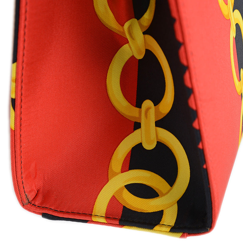 ヴィンテージ 2WAYバッグ スカーフ柄 レッド/ブラック ハンドバッグ