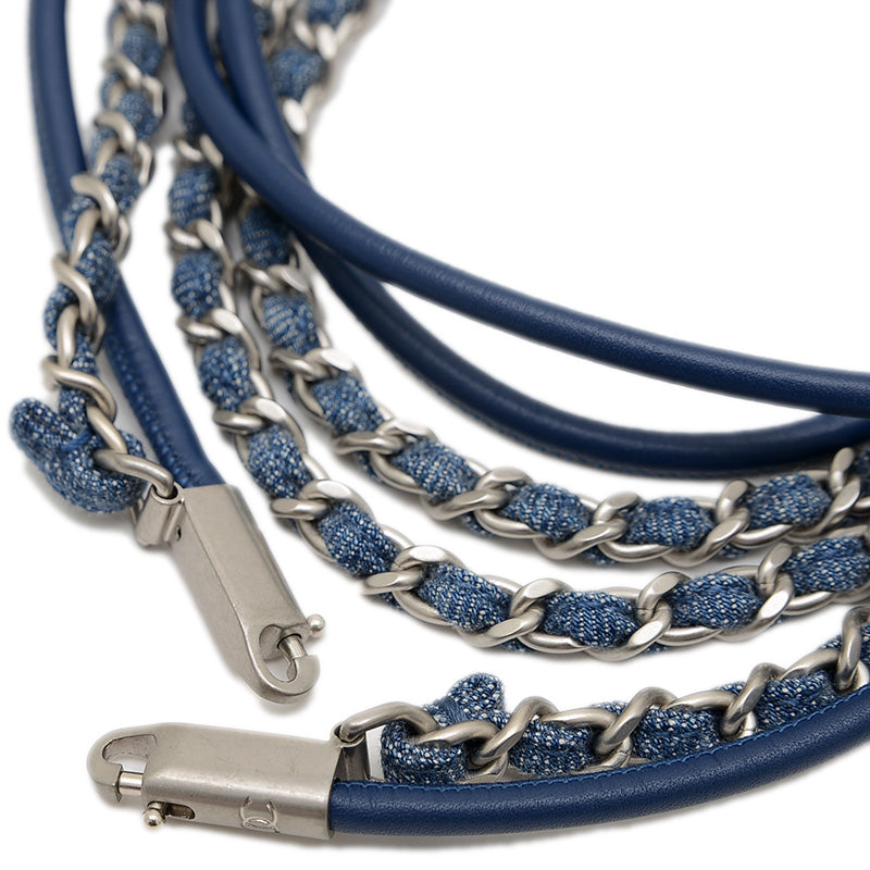 シャネル22 ミニ スタッズ チェーンショルダー デニムキャンバス ブルー AS3980 ショルダーバッグ