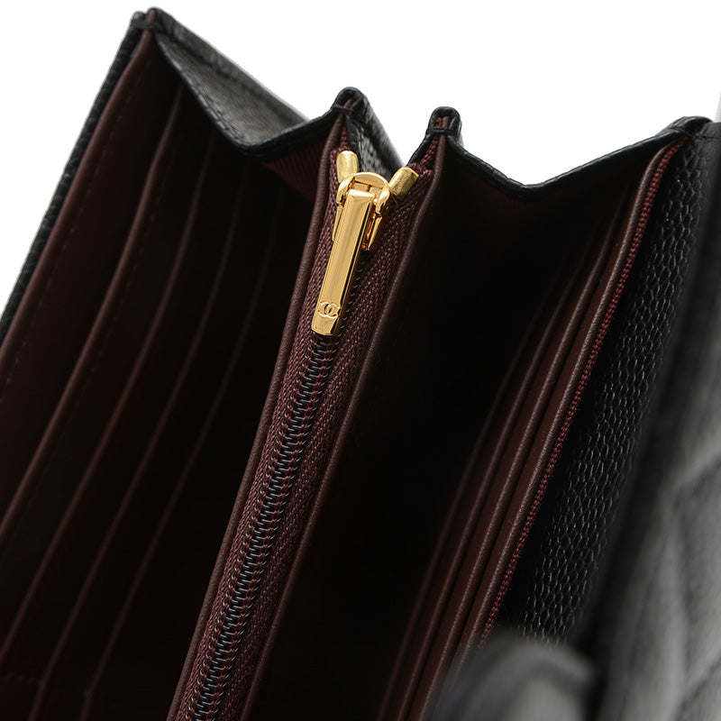 ロングウォレット クラシック 長財布 キャビアスキン ブラック A80758 長財布