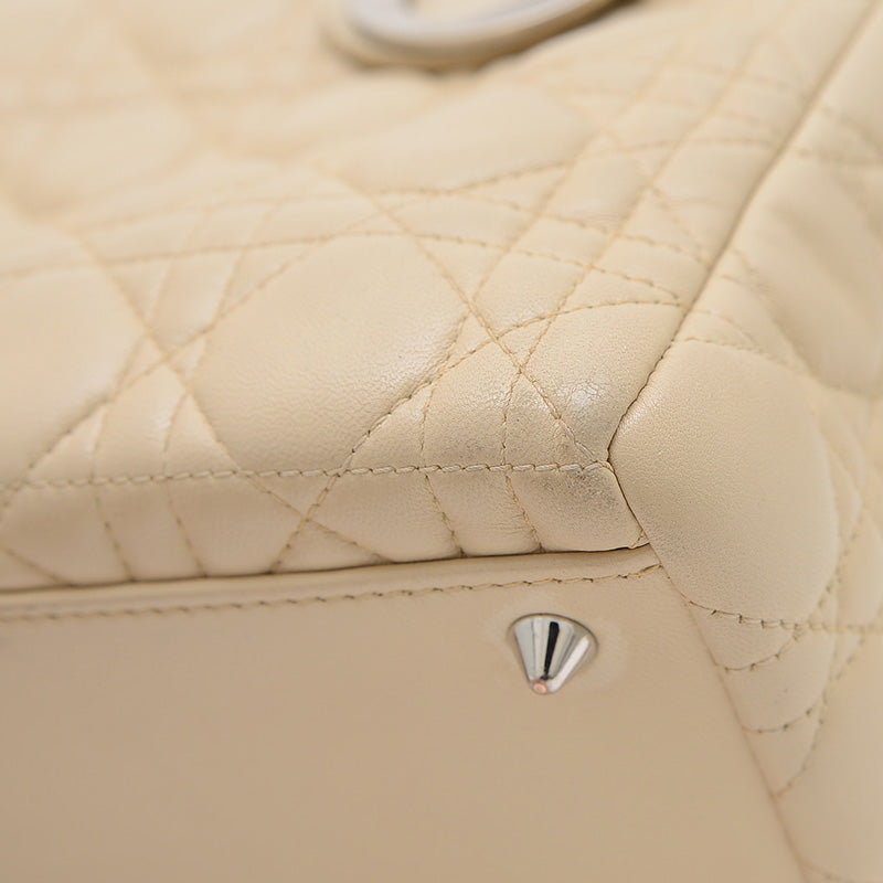 レディディオール カナージュ ミディアム 2WAYバッグ ラムスキン ベージュ ハンドバッグ