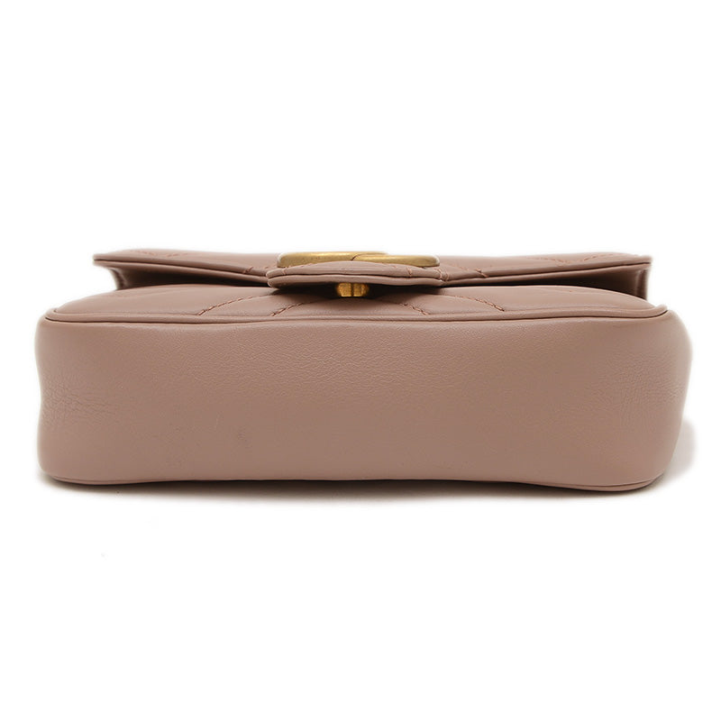 GGマーモント スーパーミニバッグチェーンショルダー レザー ベージュ 476433 ショルダーバッグ