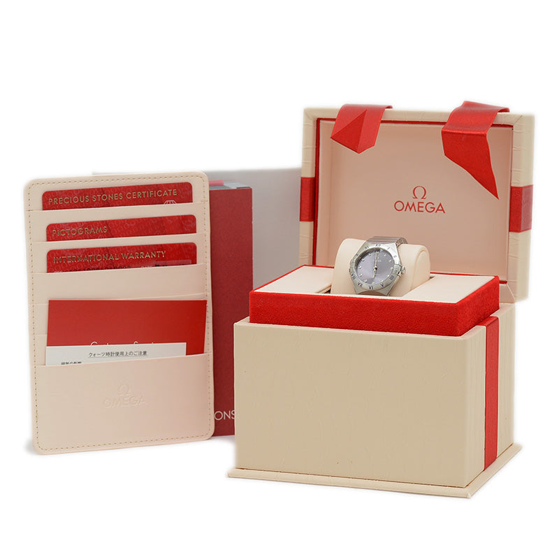 コンステレーション バイオレット文字盤 SS/12Pダイヤ レディース クォーツ 腕時計