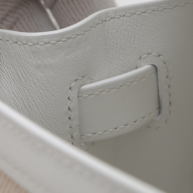 ケリー28 外縫い トワル/スイフト ニューホワイト/エクリュ シルバー金具 W刻印 ハンドバッグ