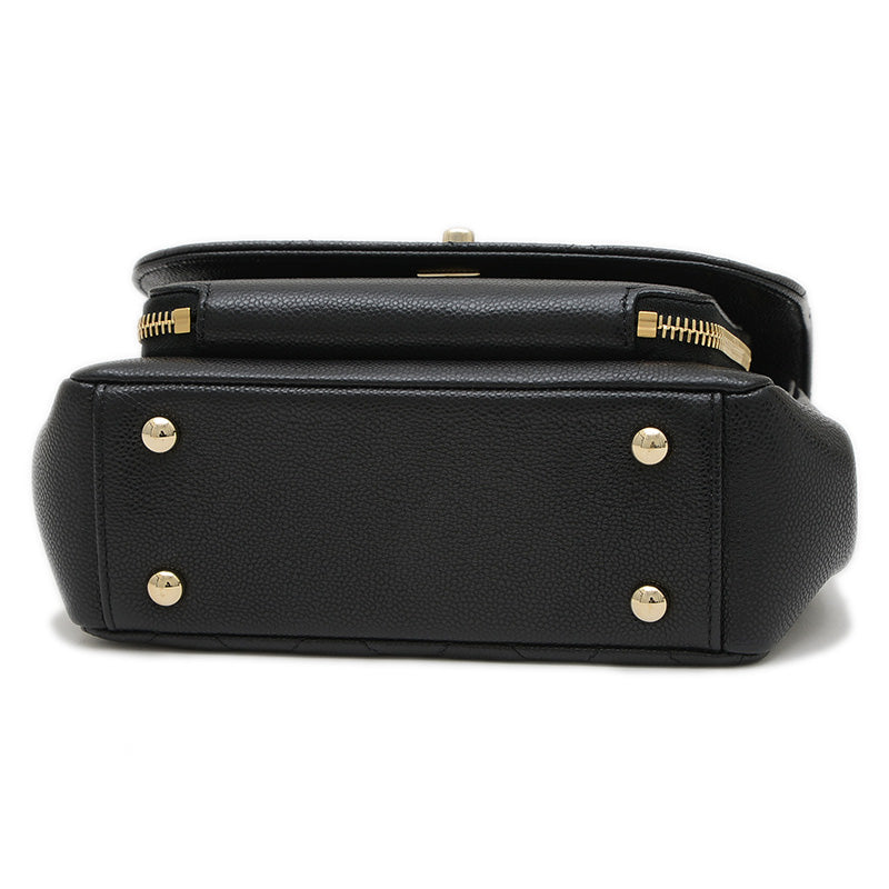 ビジネスアフィニティ チェーンショルダー キャビアスキン ブラック A93749 ハンドバッグ