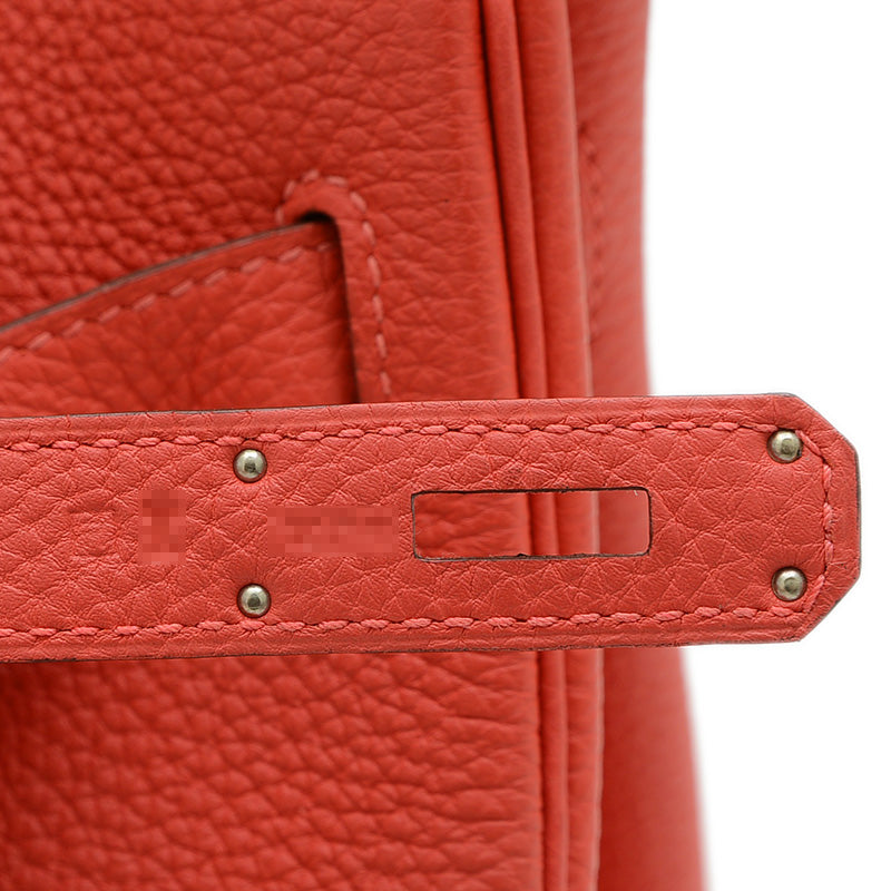 バーキン30 トゴ ルージュピヴォワンヌ シルバー金具 R刻印 ハンドバッグ