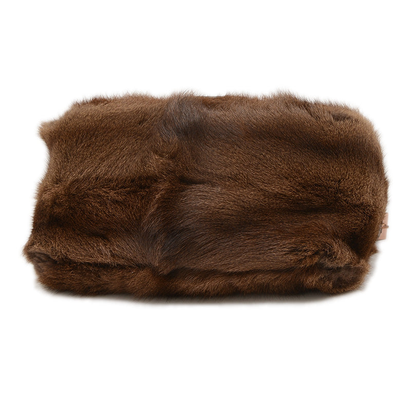 マンマバケット ミニ ラビットファー/パイソン ブラウン ピンクゴールド金具 8BR180 ショルダーバッグ