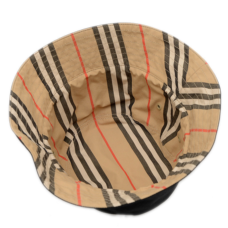 リバーシブル バケットハット アイコンストライプ コットン ベージュ ハット