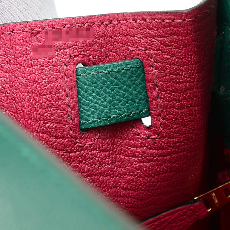 ケリー28 外縫い パーソナル エプソン ヴェールジェイド/ローズメキシコ K刻印 ハンドバッグ