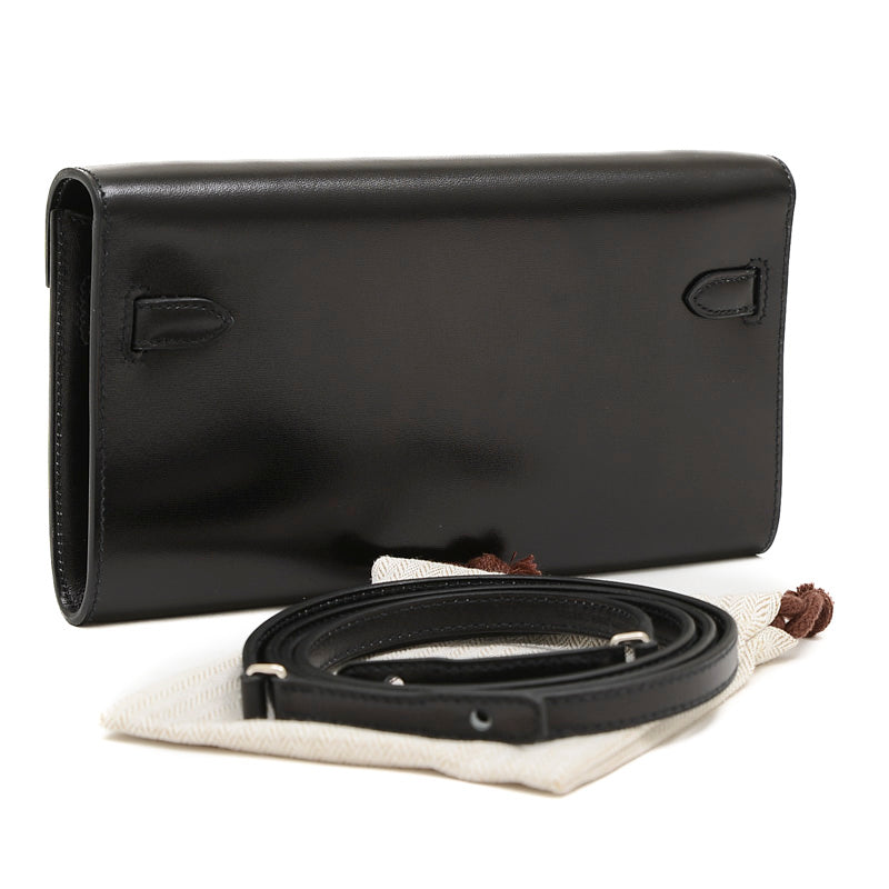 ケリートゥーゴー ショルダーウォレット ボックスカーフ ブラック シルバー金具 長財布