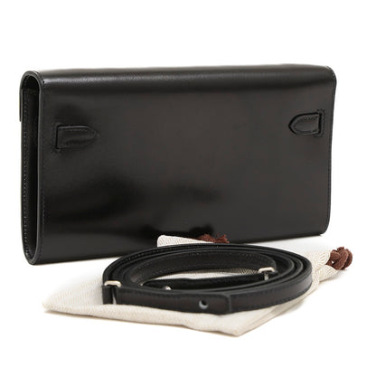 ケリートゥーゴー ショルダーウォレット ボックスカーフ ブラック シルバー金具 長財布