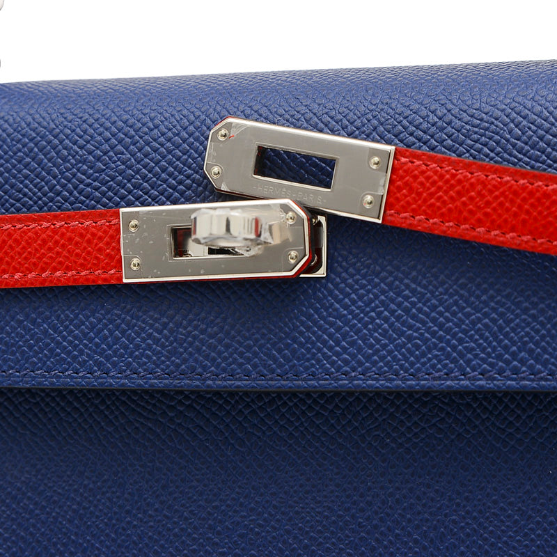 ケリー25 トリコロール エプソン サフィール/ルージュセリエ/ルージュピマン B刻印 ハンドバッグ