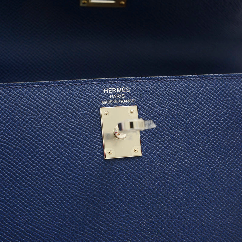 ケリー25 トリコロール エプソン サフィール/ルージュセリエ/ルージュピマン B刻印 ハンドバッグ