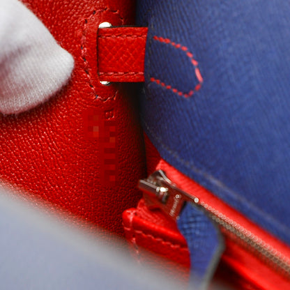 ケリー25 トリコロール エプソン サフィール/ルージュセリエ/ルージュピマン B刻印 ハンドバッグ