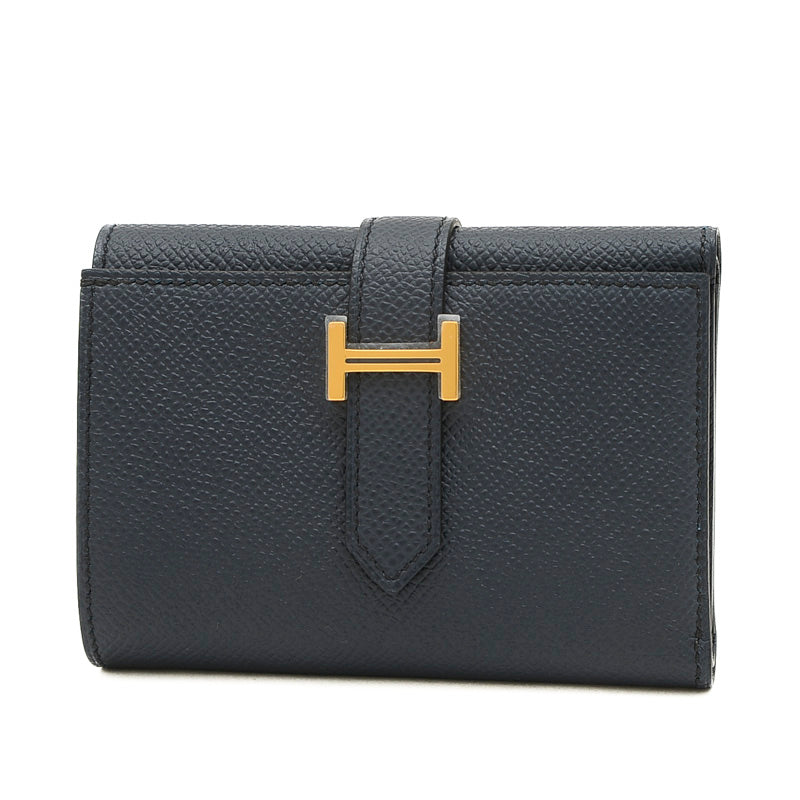 ベアンコンビネ 三つ折り財布 エプソン ブルーインディゴ ゴールド金具 B刻印 三つ折り財布