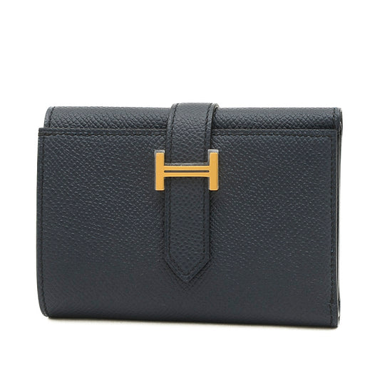 ベアンコンビネ 三つ折り財布 エプソン ブルーインディゴ ゴールド金具 B刻印 三つ折り財布