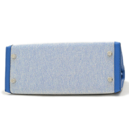 ケリー25 外縫い トワル/スイフト ブルーフランス/エクリュ シルバー金具 B刻印 ハンドバッグ