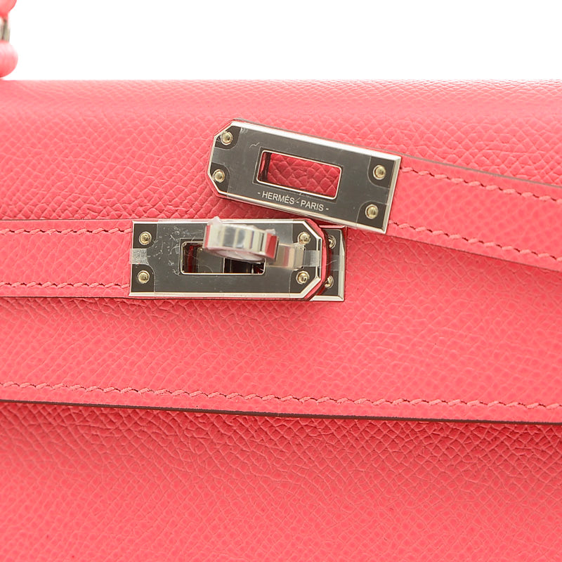 ケリー25 外縫い エプソン ローズアザレ シルバー金具 B刻印 ハンドバッグ