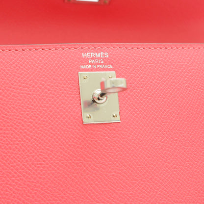 ケリー25 外縫い エプソン ローズアザレ シルバー金具 B刻印 ハンドバッグ