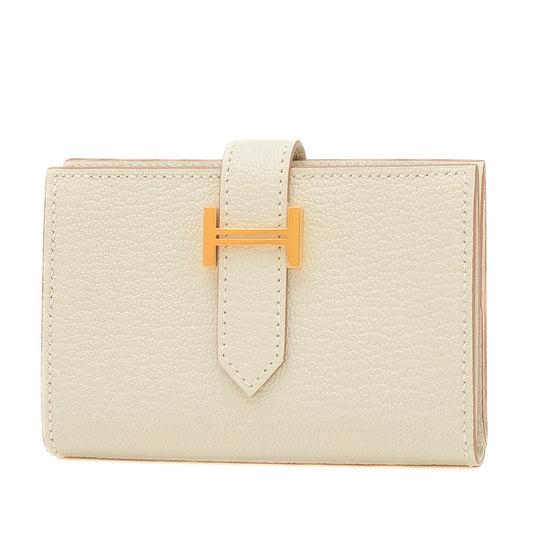 ベアン ミニ 二つ折り財布 シェーブル マッシュルーム ゴールド金具 B刻印 二つ折り財布