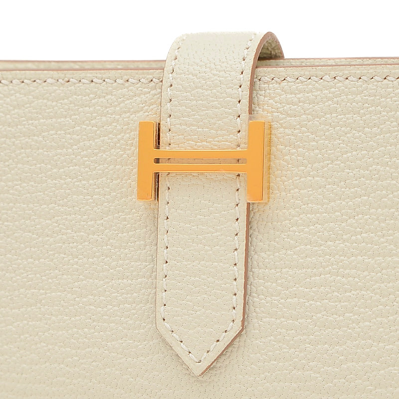 ベアン ミニ 二つ折り財布 シェーブル マッシュルーム ゴールド金具 B刻印 二つ折り財布