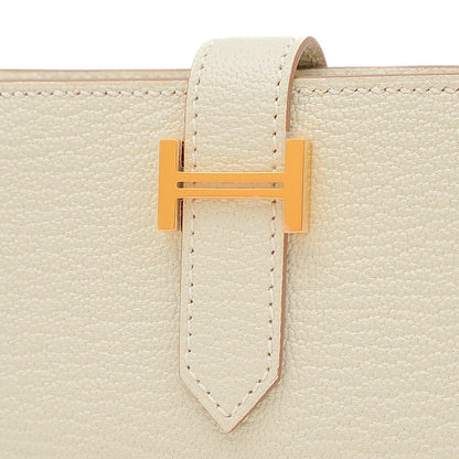 ベアン ミニ 二つ折り財布 シェーブル マッシュルーム ゴールド金具 B刻印 二つ折り財布